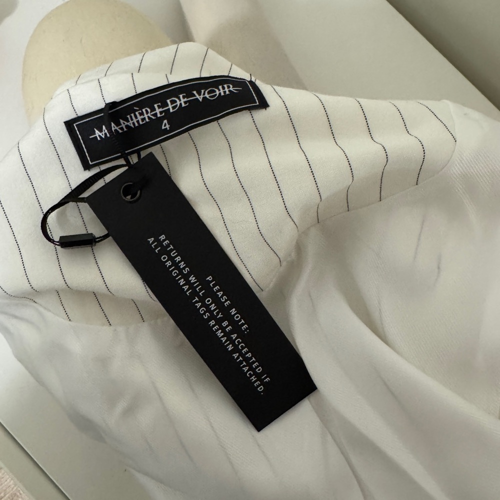 MANIERE DE VOIR Pinstripe Blazer Mini Dress white NWT - Picture 3 of 3